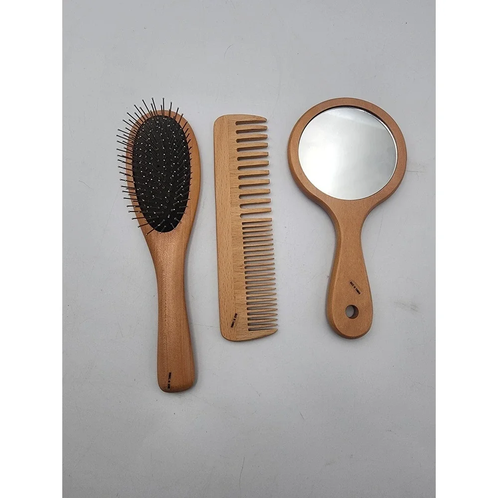 Vintage Paula Personalized Wooden  Vanity Set Hairbrush Comb Hand Mirror 3pc
